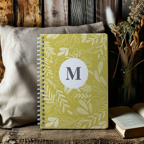 Chartreuse Bramble Personalized Initial Botanical Notebook