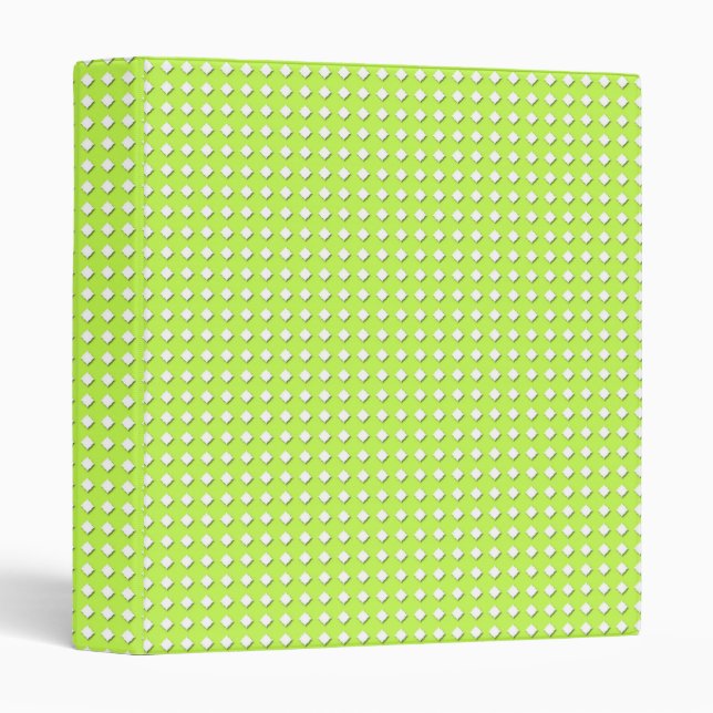 Chartreuse Bright Lime Green Pattern - Diamonds 3 Ring Binder (Front/Spine)