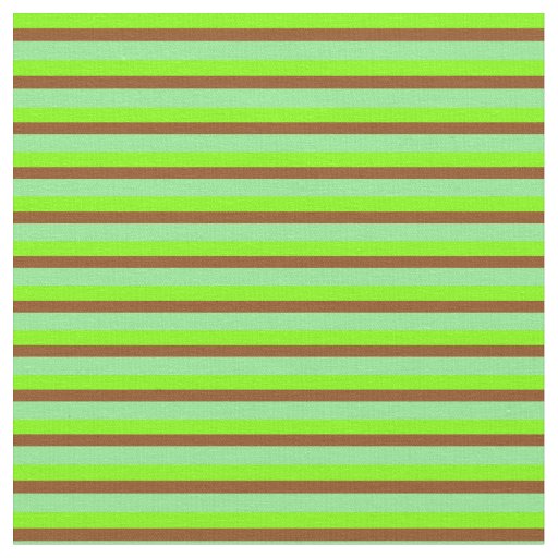 Chartreuse, Brown, and Light Green Stripes Fabric
