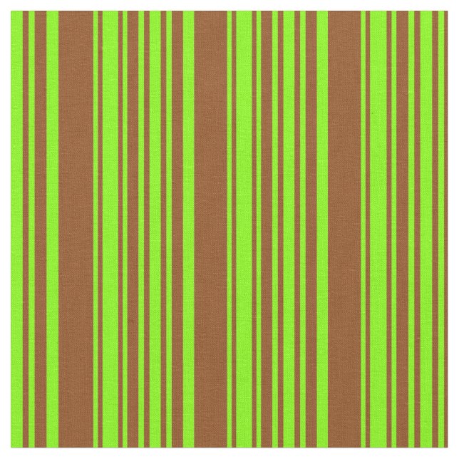 Chartreuse & Brown Colored Lined/Striped Pattern Fabric (Close Up)