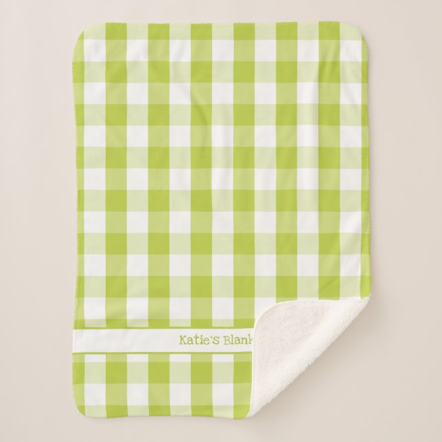  Chartreuse Buffalo Check blanket with name  (Front)