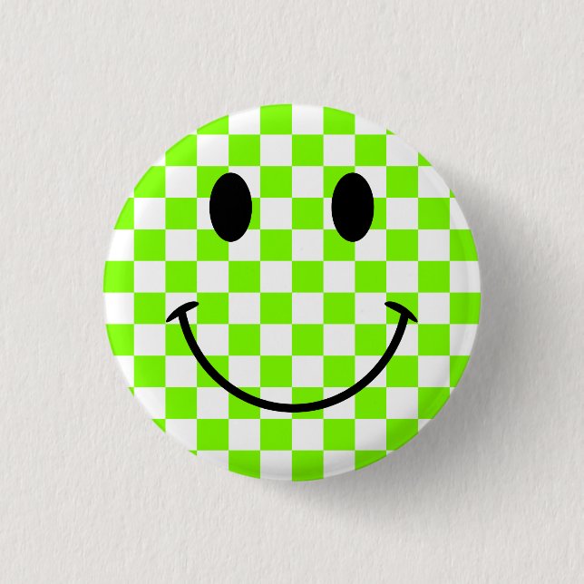 Chartreuse Checkerboard and Black Face Button (Front)