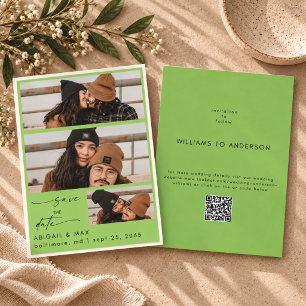 Chartreuse Collage Photo Wedding Save the Date