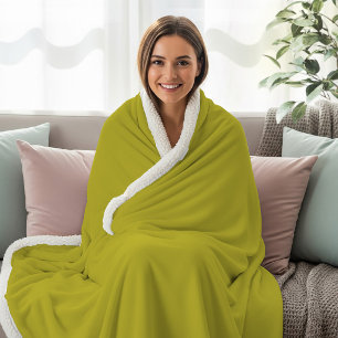 Chartreuse Color Yellowish Green Plain Minimalist Sherpa Blanket