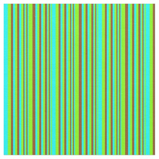 Chartreuse, Cyan & Brown Stripes Pattern Fabric