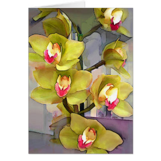 Chartreuse Cymbidiums Cards