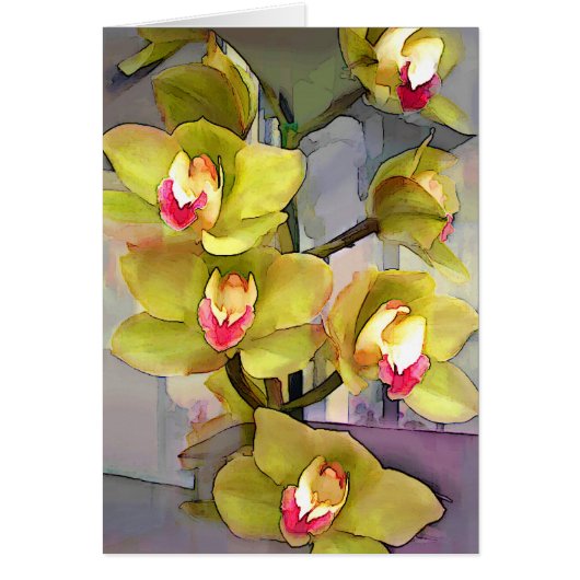 Chartreuse Cymbidiums Cards (Front)