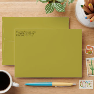 Chartreuse Damask Wedding Envelopes