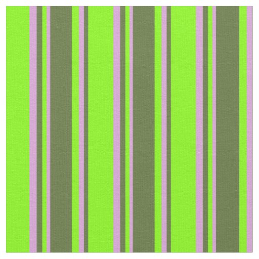 Chartreuse, Dark Olive Green & Plum Stripes Fabric