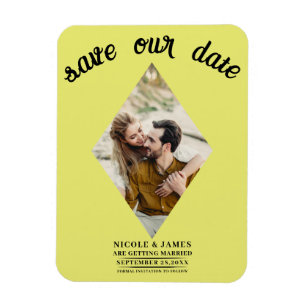 Chartreuse Diamond Photo Wedding Save the Date Magnet