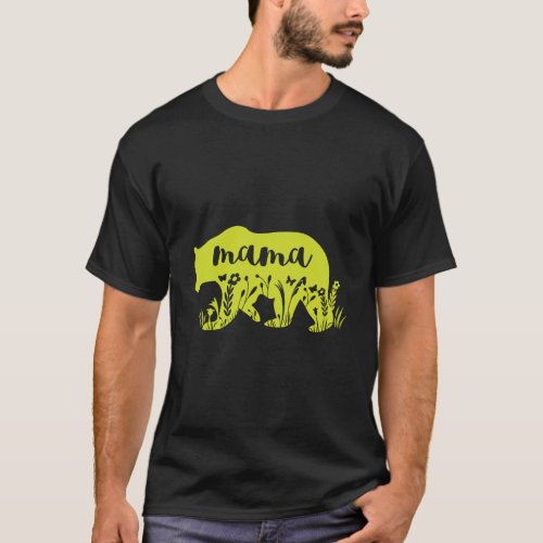 Chartreuse Floral Mama Bear Mom Trending MotherS  T_Shirt