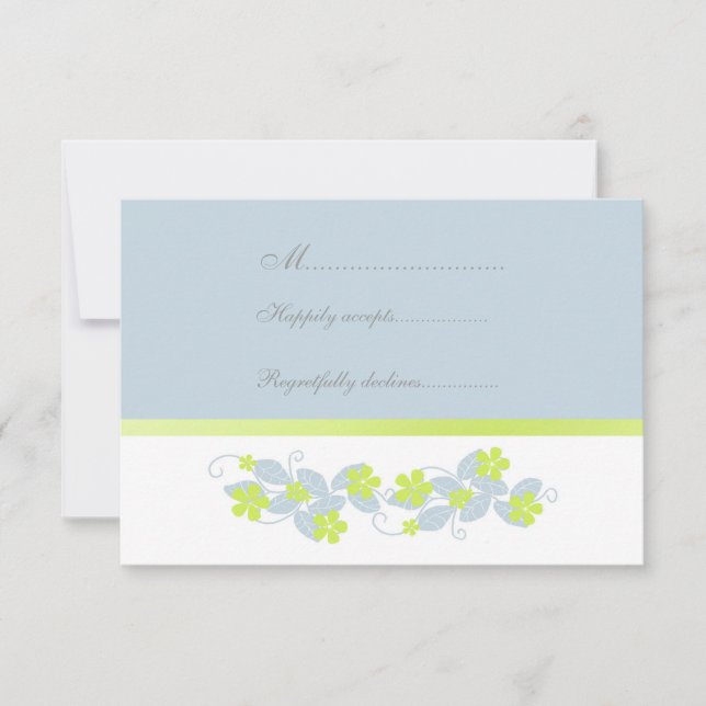 Chartreuse Flowers Wedding RSVP Card (Front)
