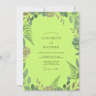 Chartreuse Foliage Eucalyptus Wedding Invitation