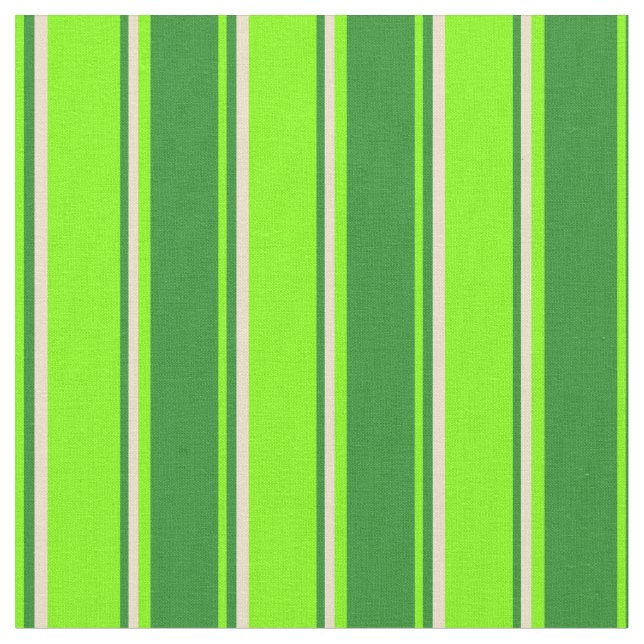 Chartreuse, Forest Green & Tan Stripes Fabric (Close Up)