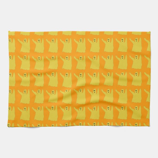 Chartreuse Ghosties towel (Horizontal)