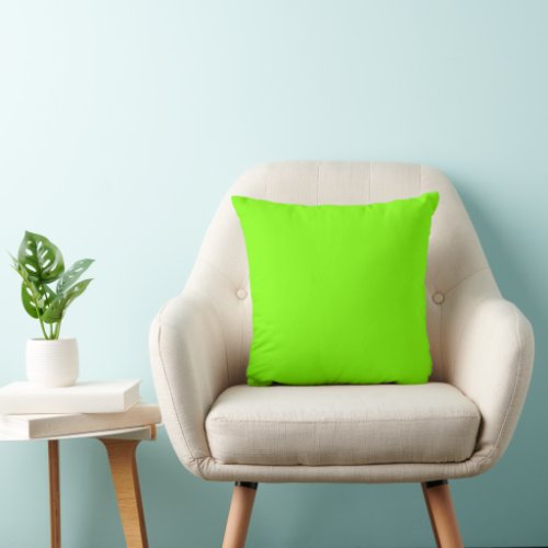 Chartreuse Green 7FFF00 Solid 25 Green Shades Throw Pillow
