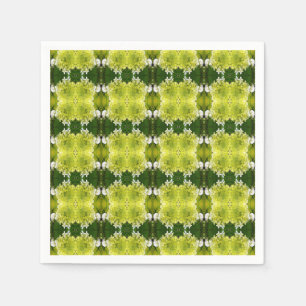 Chartreuse Green Abstract Hydrangea Blooms Pattern Napkins