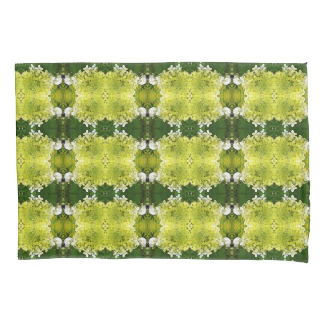 Chartreuse Green Abstract Hydrangea Blooms Pattern Pillow Case (Front)