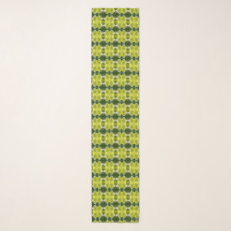 Chartreuse Green Abstract Hydrangea Blooms Pattern Scarf