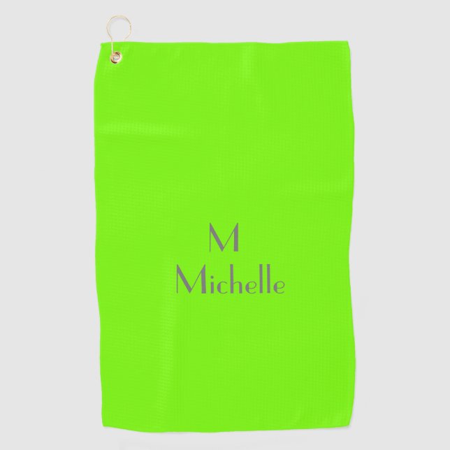 Chartreuse  green - add monogram& name golf towel (Front)