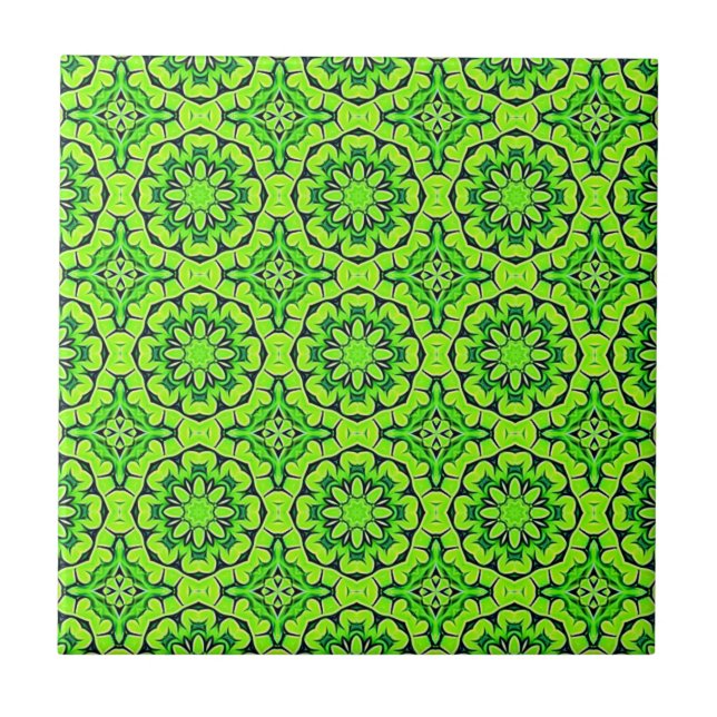 Chartreuse Green Aesthetic Clover Pattern #9 Ceramic Tile (Front)