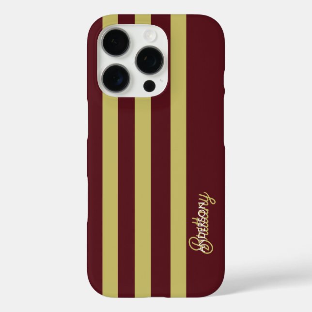 Chartreuse Green and Burgundy Stripes Pattern  Case-Mate iPhone Case (Back)