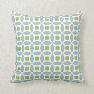 Chartreuse Green and Eggshell Blue Metro Pattern Throw Pillow