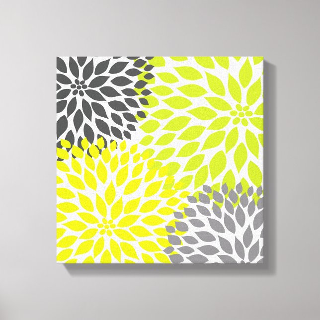 Chartreuse Green and Gray Dahlia mod decor (Front)