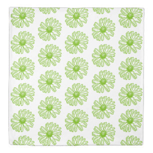 Chartreuse Green Daisy Print, Hippie Flower Print Duvet Cover