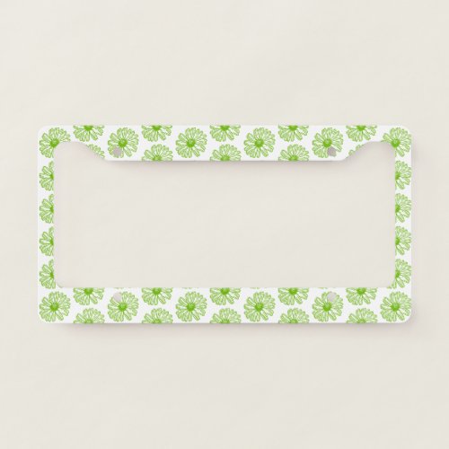 Chartreuse Green Daisy Print Hippie Flower Print License Plate Frame