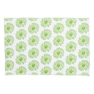 Chartreuse Green Daisy Print, Hippie Flower Print Pillow Case