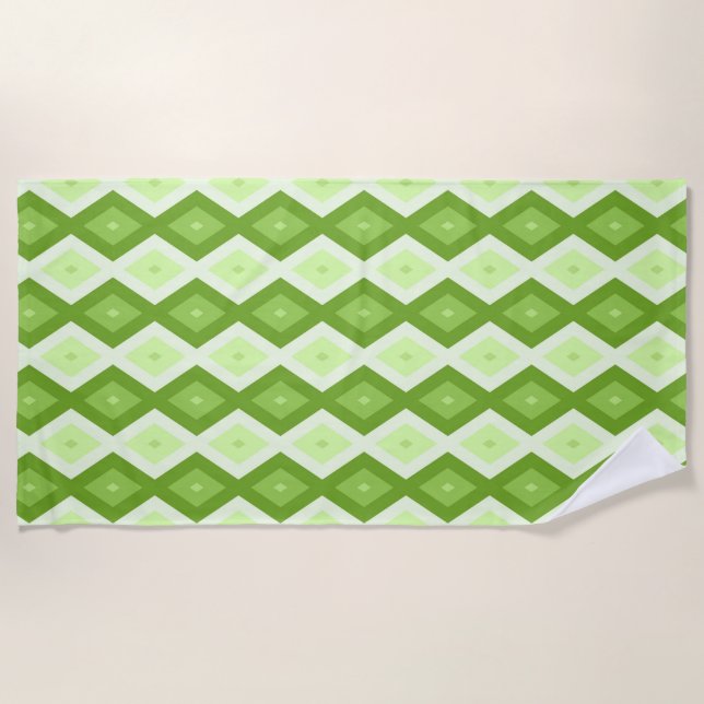 Chartreuse green diamond pattern beach towel (Front)