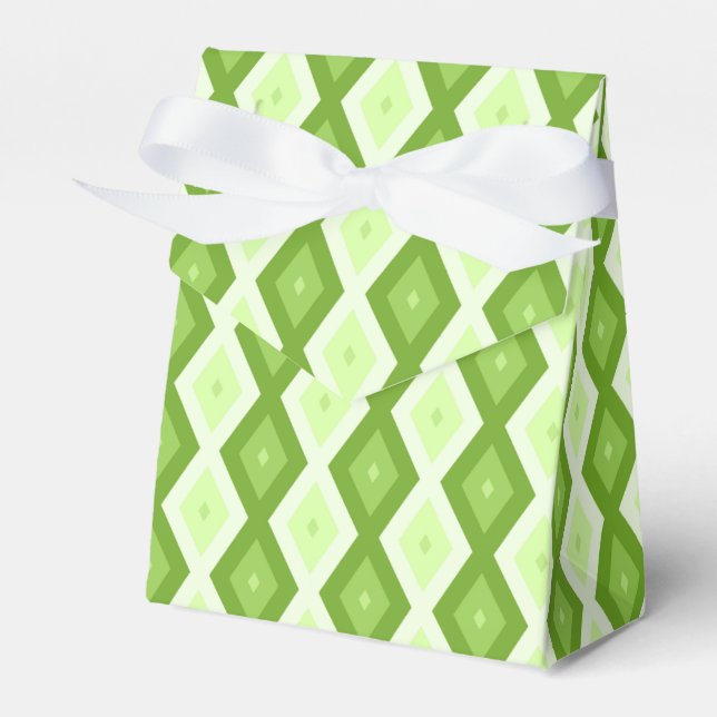 Chartreuse green diamond pattern favor boxes (Front Side)