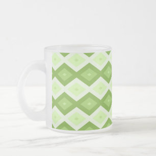 Chartreuse green diamond pattern frosted glass coffee mug