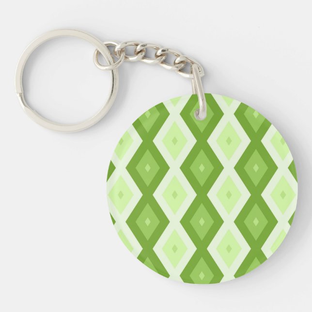 Chartreuse green diamond pattern keychain (Front)