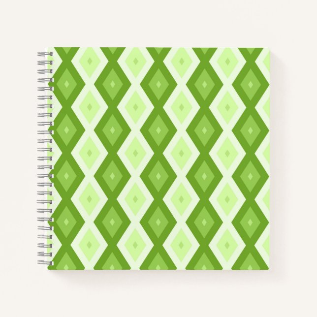 Chartreuse green diamond pattern notebook (Front)