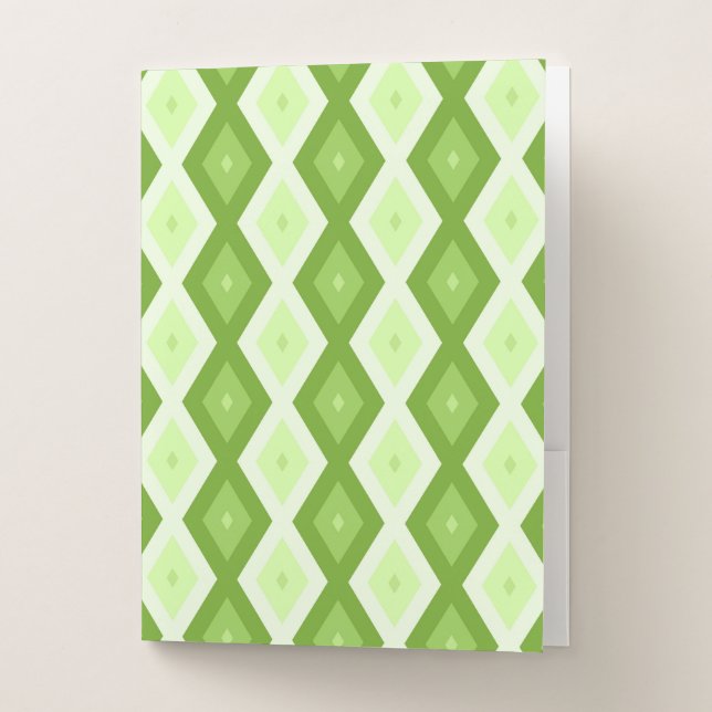 Chartreuse green diamond pattern pocket folder (Front)