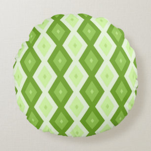Chartreuse green diamond pattern round pillow