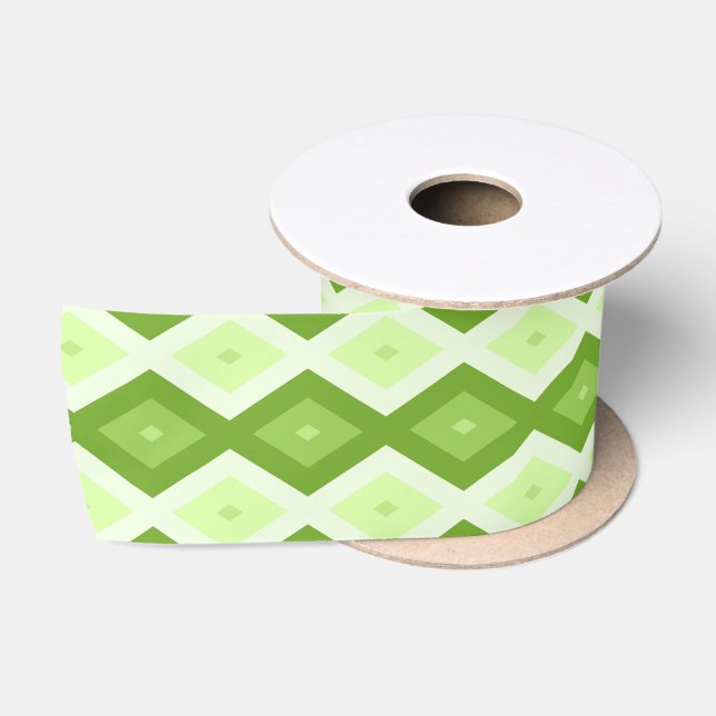 Chartreuse green diamond pattern satin ribbon (Spool)
