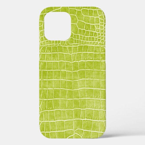 Chartreuse Green Faux Crocodile Leather iPhone 12 Case