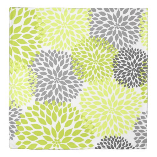 Chartreuse Green Floral Blossoms bedroom decor Duvet Cover