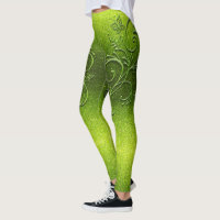 Chartreuse Green Glitter Ombre Butterfly Sparkles Leggings