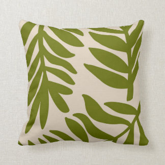 Chartreuse Green Large Scale Leaf Leaves Throw Pillow
