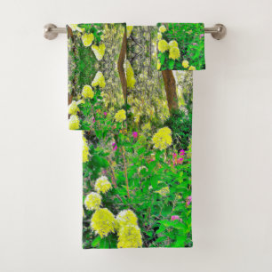 Chartreuse Green Limelight Hydrangea Garden Bath Towel Set