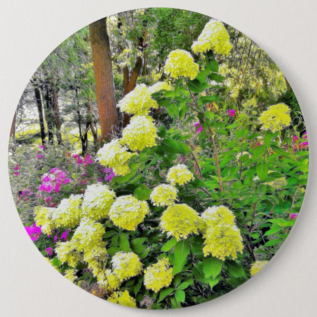Chartreuse Green Limelight Hydrangea Garden Button (Front)