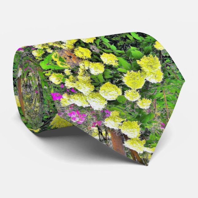 Chartreuse Green Limelight Hydrangea Garden Neck Tie (Rolled)