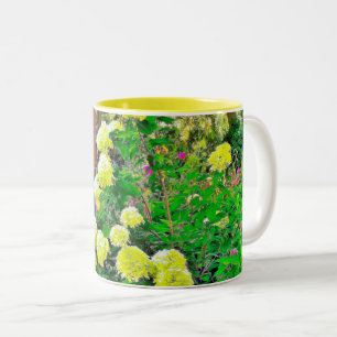 Chartreuse Green Limelight Hydrangea Garden Two-Tone Coffee Mug