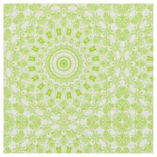 Chartreuse Green Mandala Pattern Fabric
