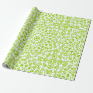 Chartreuse Green Mandala Pattern Wrapping Paper
