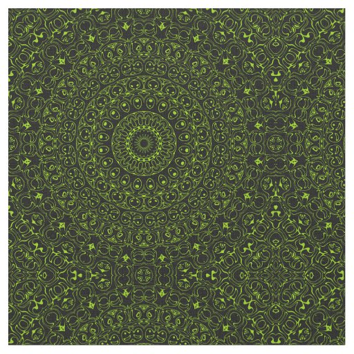 Chartreuse Green Mandala with Bold Symmetry Fabric